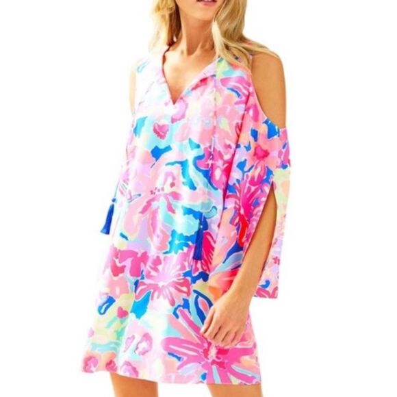Lilly Pulitzer Playa Hermosa Benicia Cold Shoulder Tunic Dress - Picture 2 of 12